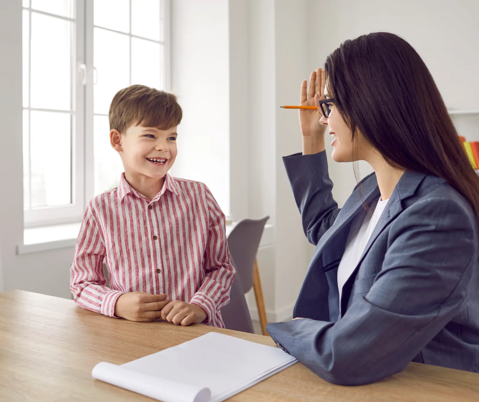 A child talking with a provider
