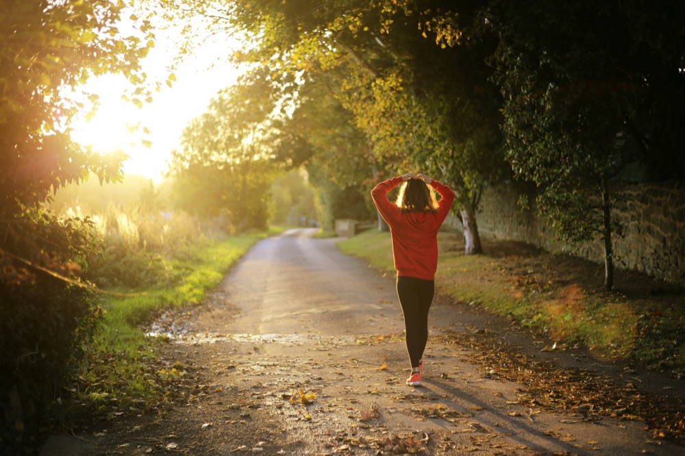 A person engaged in outdoor physical activity